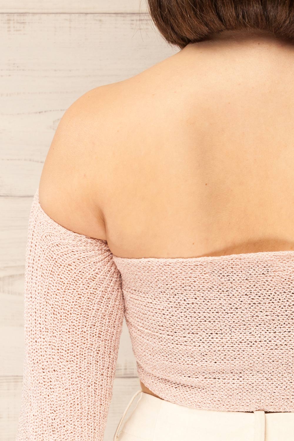 Ameca Blush Knitted Convertible Crop Top | La petite garçonne back