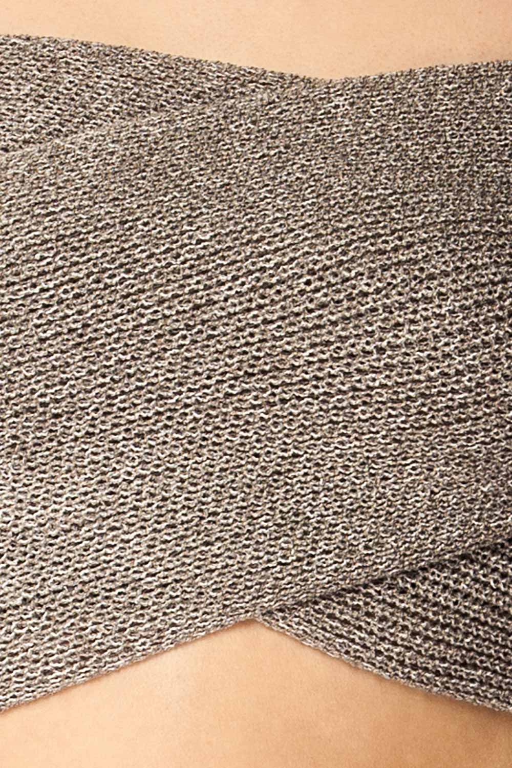 Ameca Grey Knitted Convertible Crop Top | La petite garçonne fabric