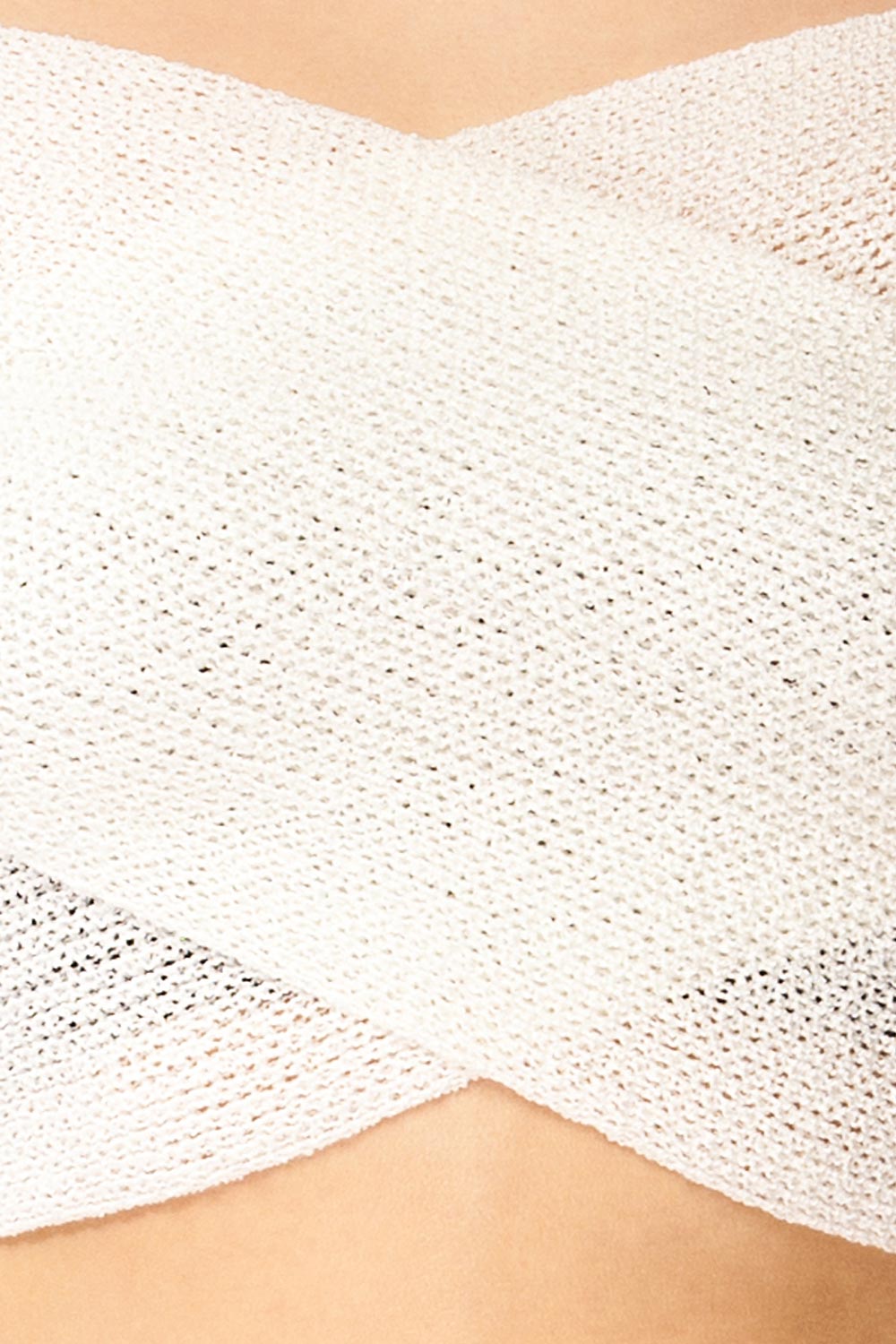 Ameca Ivory Knitted Convertible Crop Top | La petite garçonne fabric