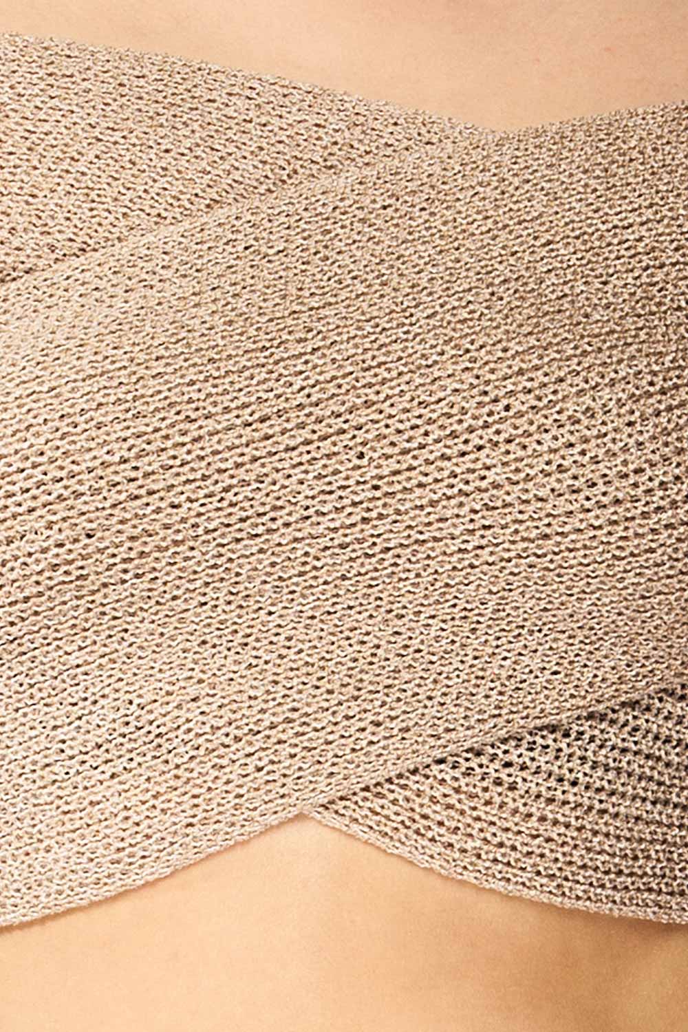 Ameca Taupe Knitted Convertible Crop Top | La petite garçonne fabric