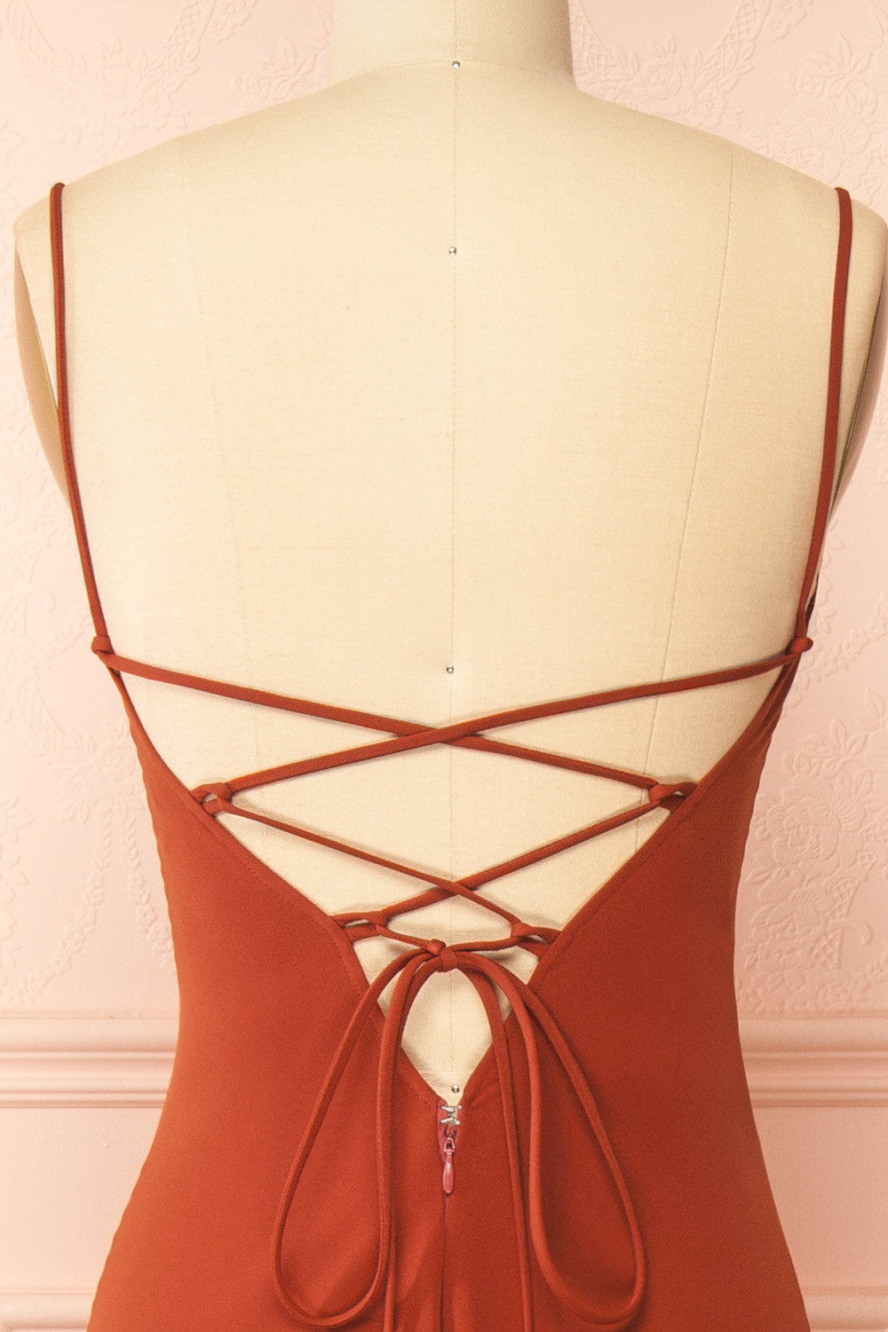 Amellia Rust A-Line Maxi Dress with Front Slit by Arti Gogna | Boutique 1861 back