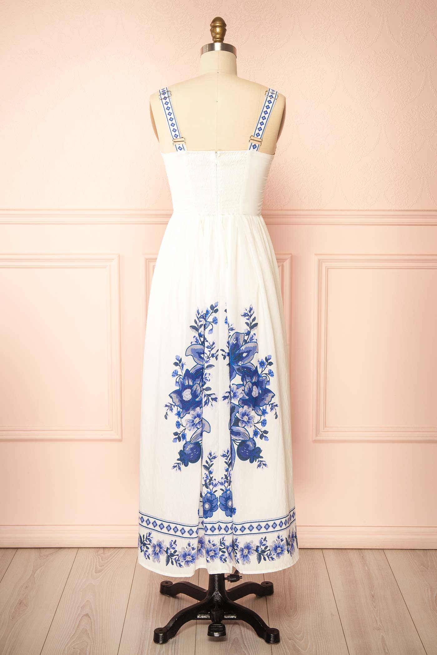 Backview Amyris Ivory A-Line Midi Dress with Floral Print at la boutique 1861