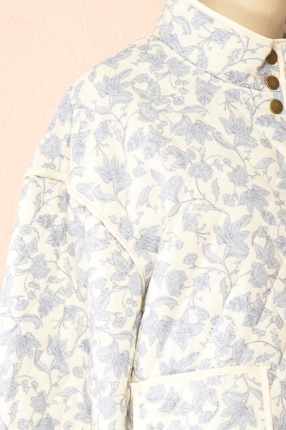 Anabeth Blue Floral Quilted Jacket with Ribbon-Tied | Boutique 1861 side
