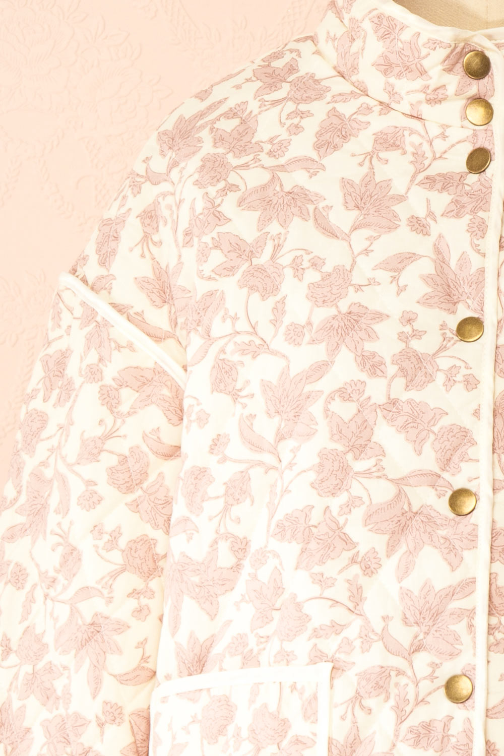Anabeth Pink Floral Quilted Jacket with Ribbon-Tied | Boutique 1861 front