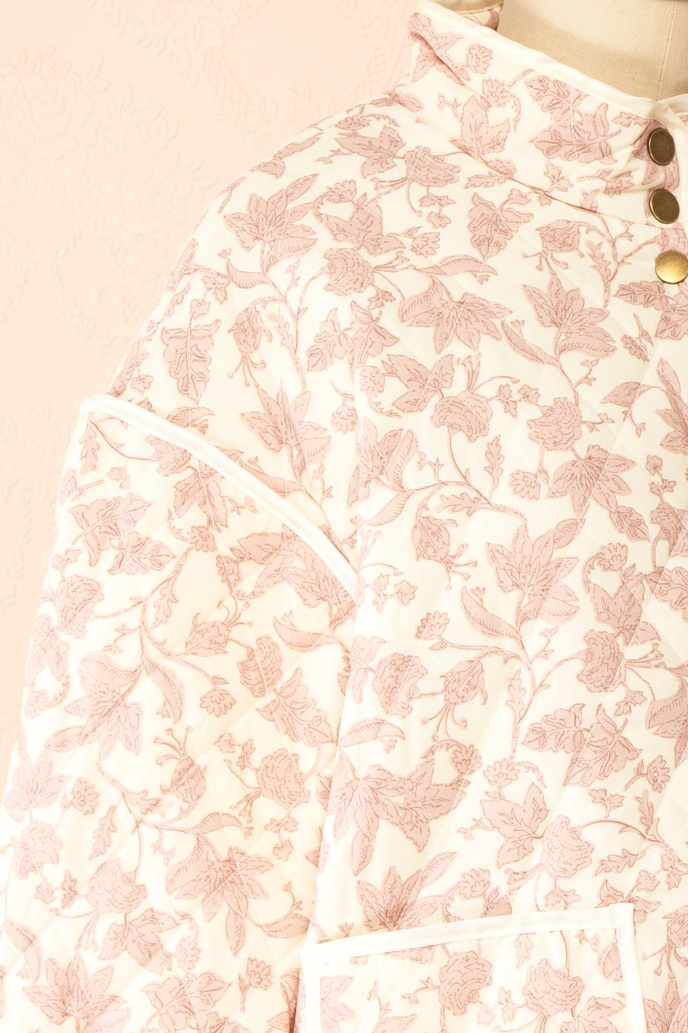 Anabeth Pink Floral Quilted Jacket with Ribbon-Tied | Boutique 1861 side