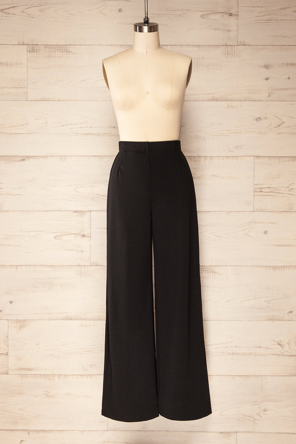 Anakao Black High-Waisted Wide Leg Pants | La petite garçonne front view