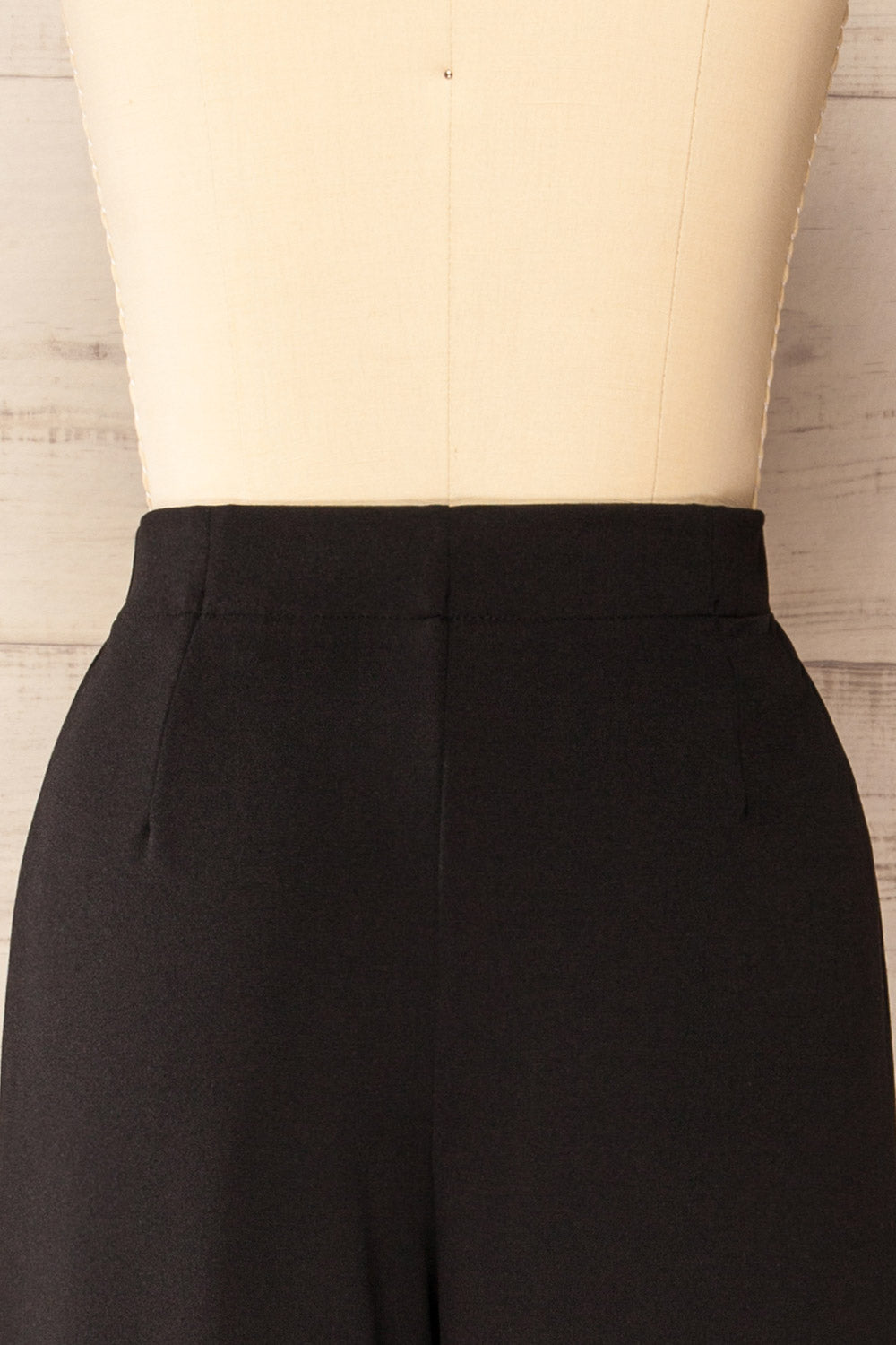 Anakao Black High-Waisted Wide Leg Pants | La petite garçonne back close-up