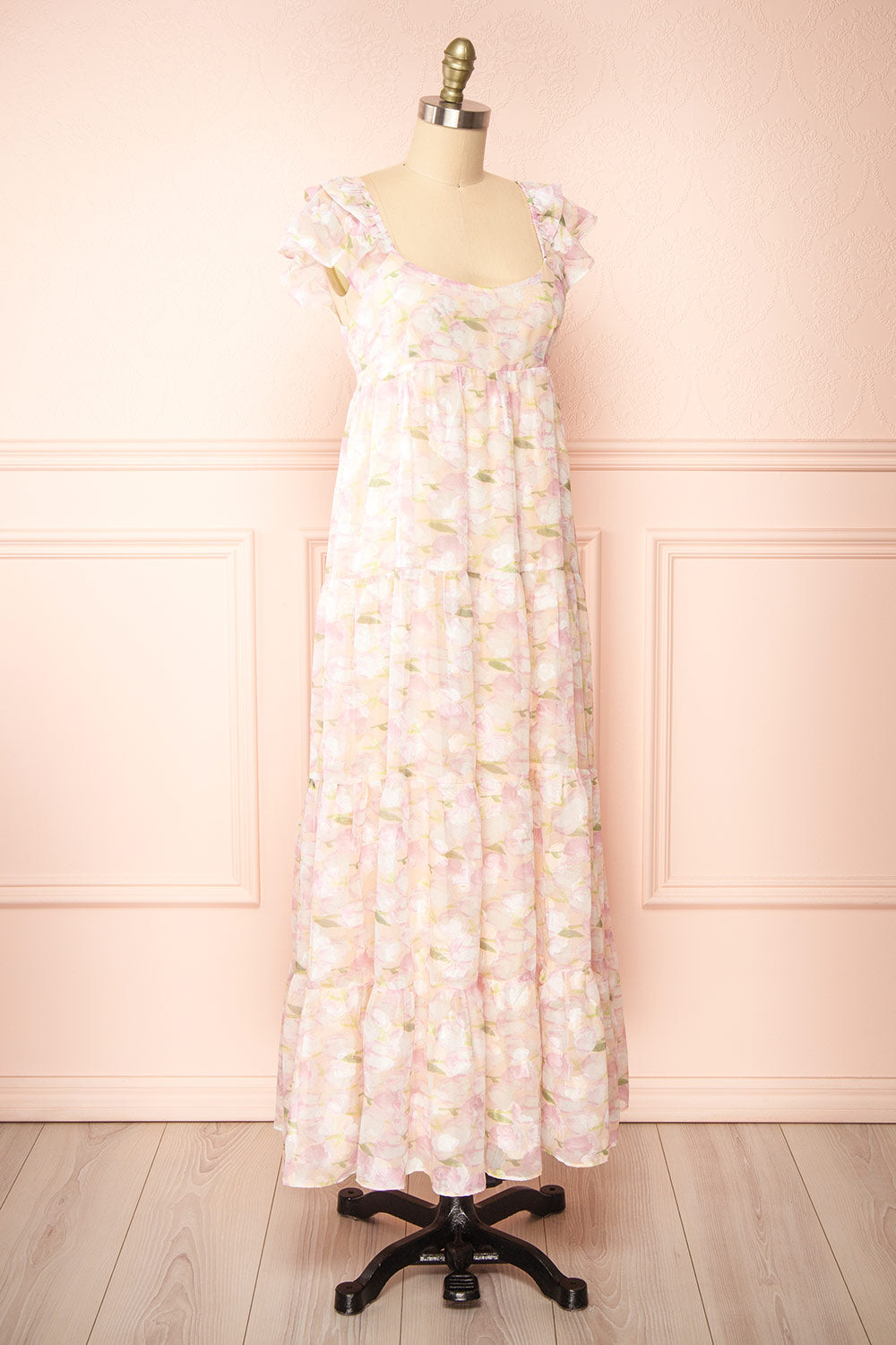 Anania Shimmery Floral Midi Dress | Boutique 1861  side view 