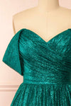 Anastriana Green Sparkly Off-Shoulder Midi Dress | Boutique 1861 front
