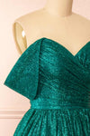 Anastriana Green Sparkly Off-Shoulder Midi Dress | Boutique 1861 side
