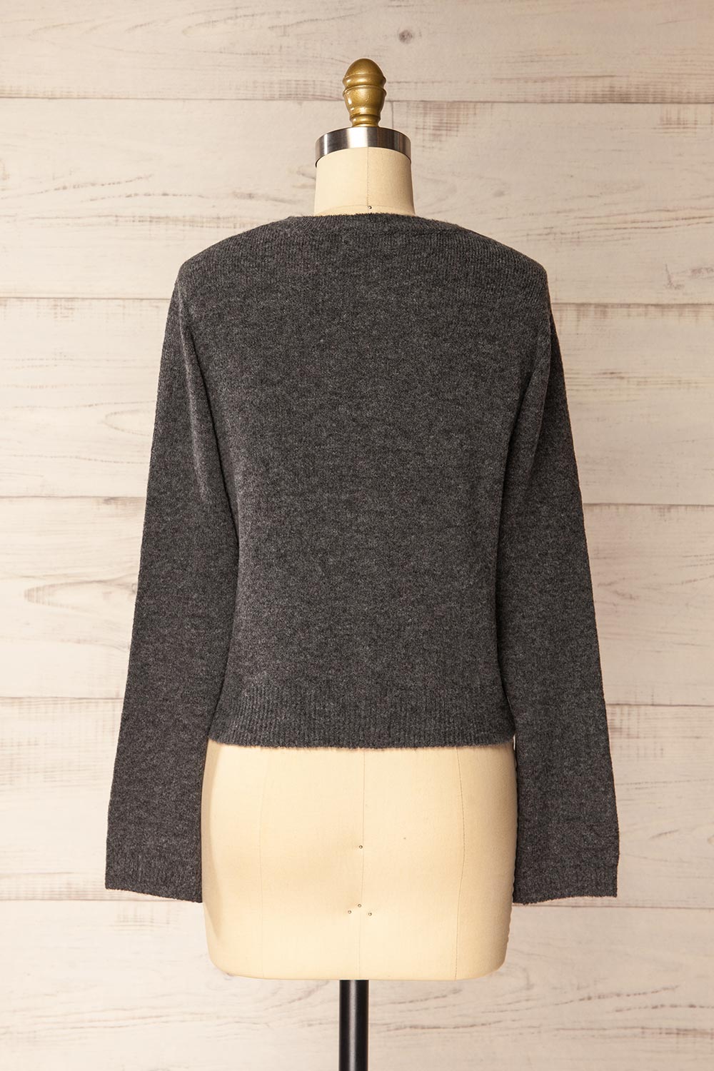 Andenes Grey Buttoned-Up Cardigan | La petite garçonne back view