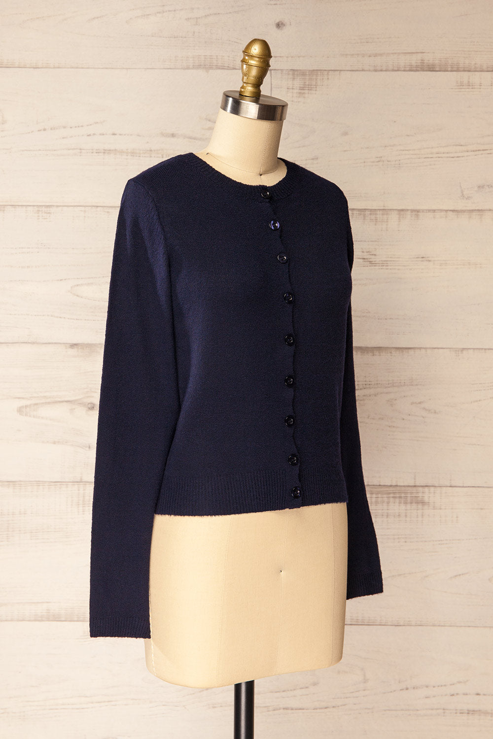 Andenes Navy Buttoned-Up Cardigan | La petite garçonne side view