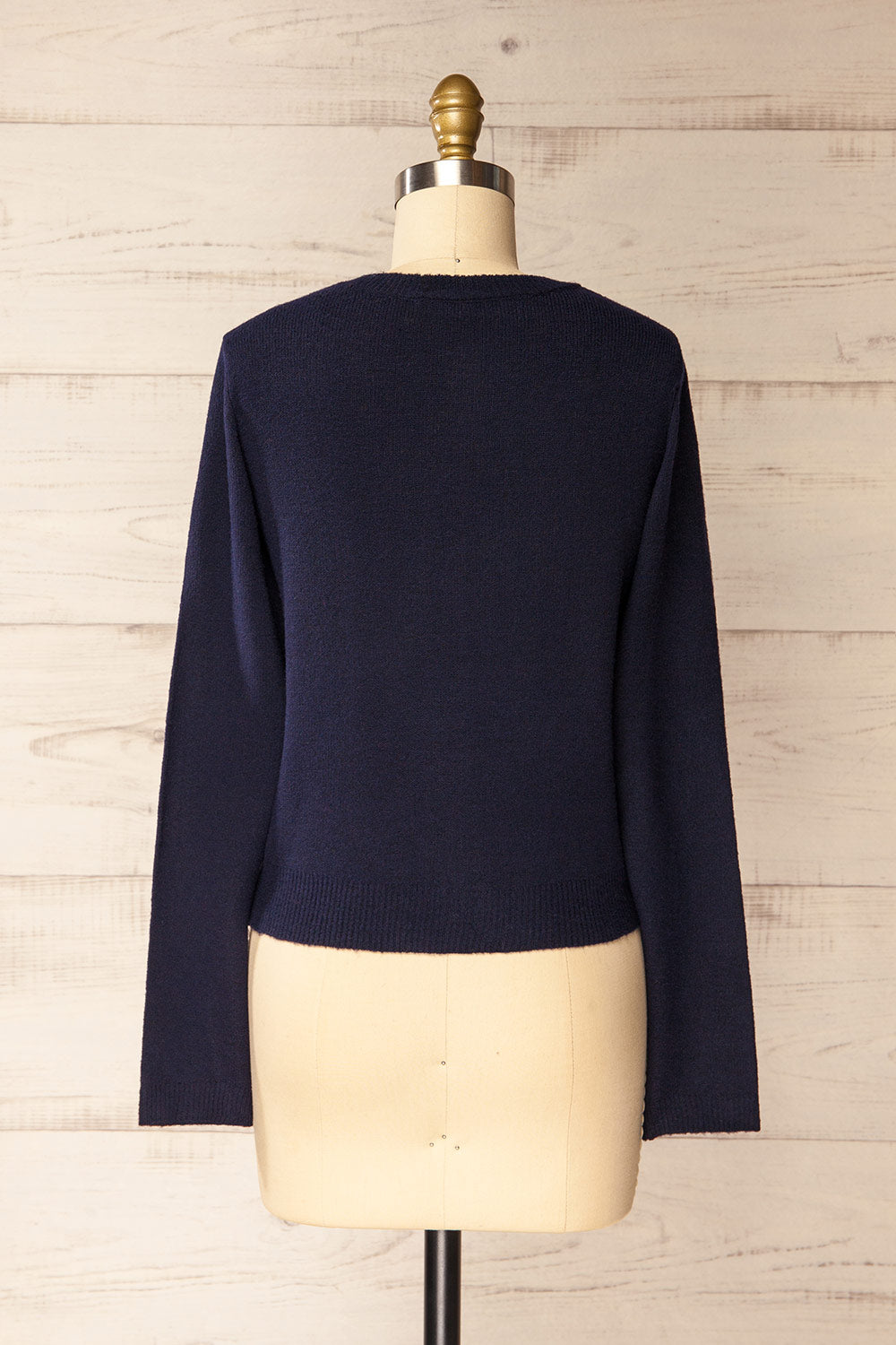 Andenes Navy Buttoned-Up Cardigan | La petite garçonne back view