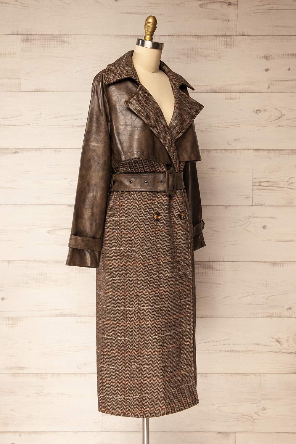 Ankeny Brown Trench Coat with Belt | La petite garçonne side view
