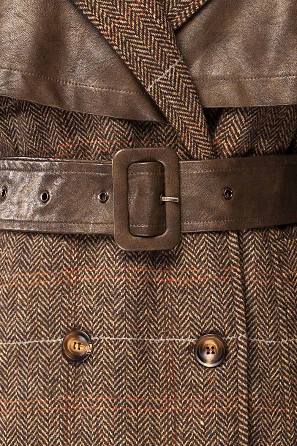 Ankeny Brown Trench Coat with Belt | La petite garçonne fabric