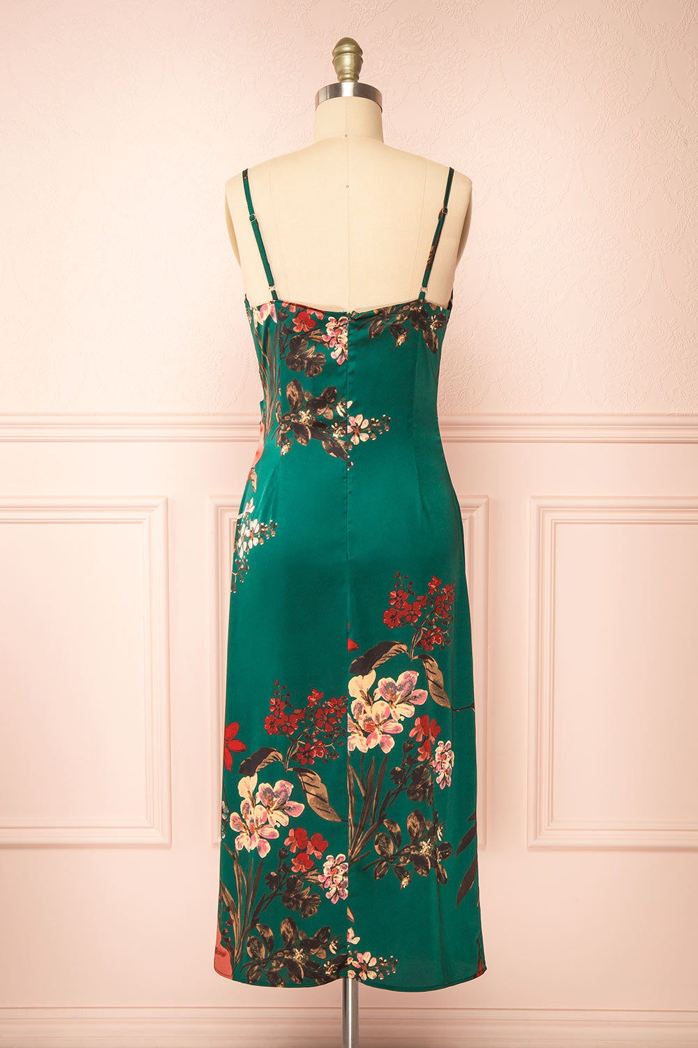 Annelise Green Cowl Neck Floral Midi Dress | Boutique 1861 back view