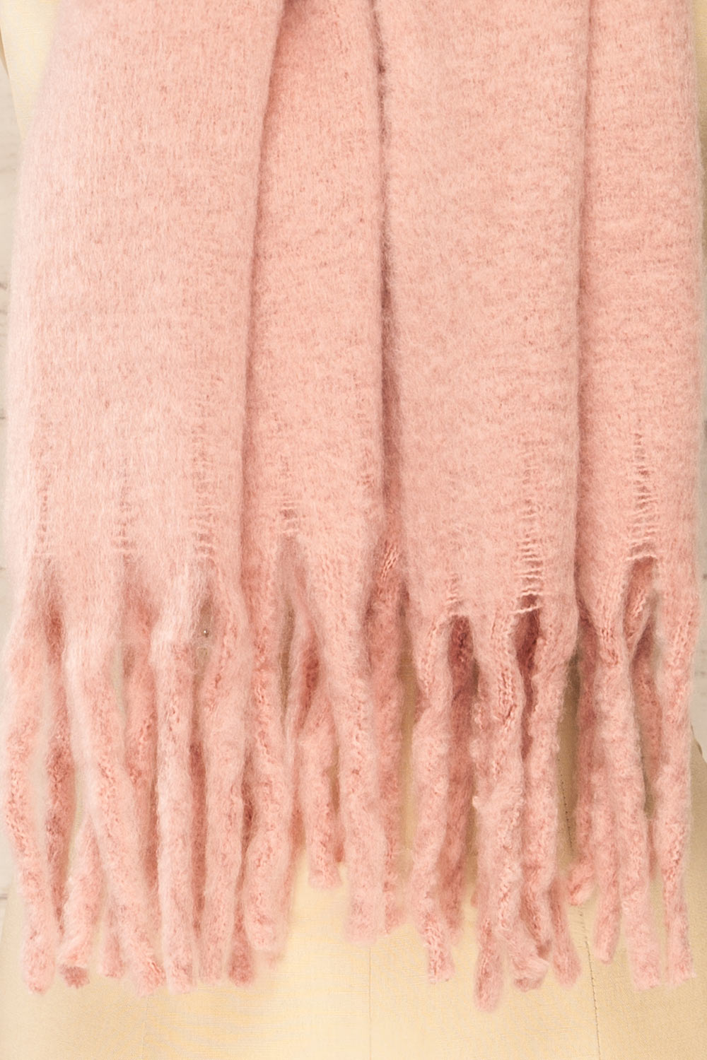Antananarivo Soft Knit Blush Scarf | La petite garçonne bottom close-up