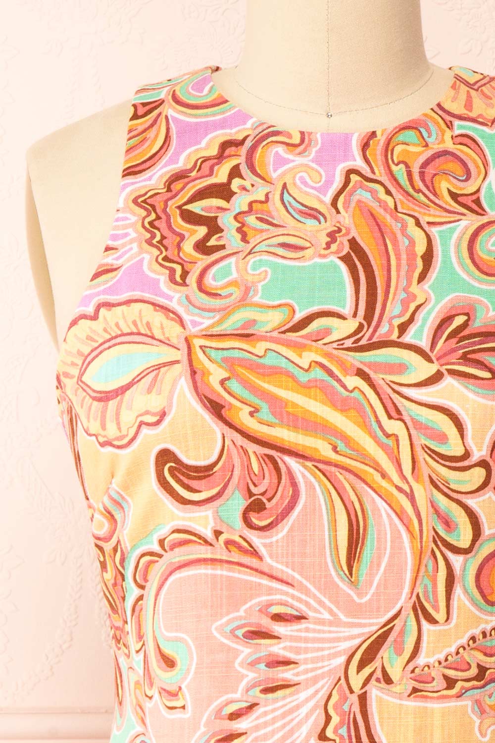 Antheia Short Paisley Dress | Boutique 1861 front close-up