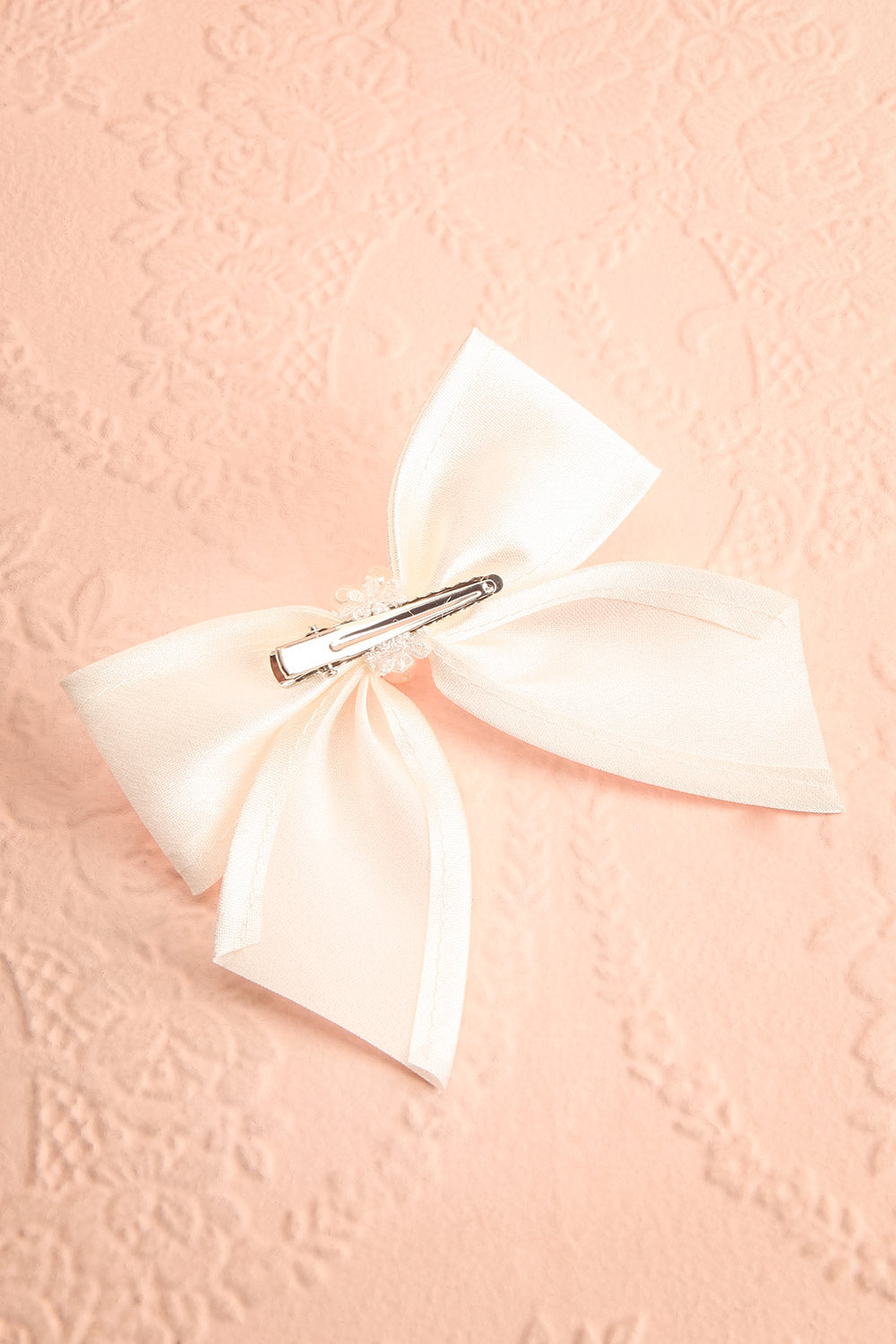 Antimony White Bow Hair Clip w/ Pearls | Boudoir 1861 back view