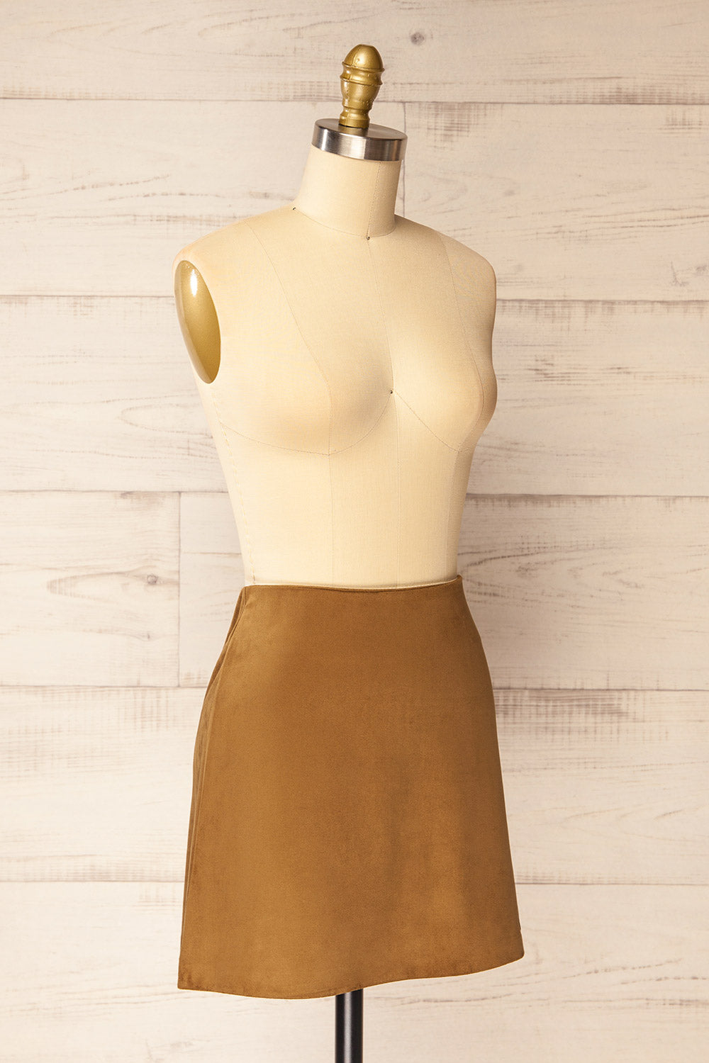 Antwerp Brown Short Skirt in Faux Suede | La petite garçonne side view