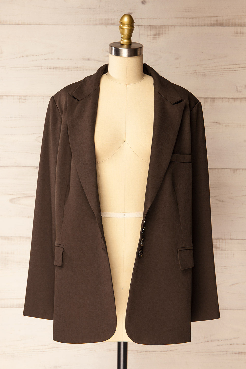 Aosta Brown Oversized Blazer with Back-Tie | La petite garçonne open view