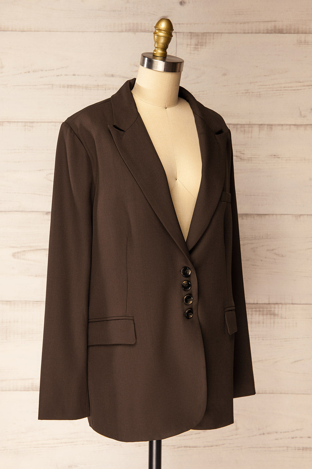 Aosta Brown Oversized Blazer with Back-Tie | La petite garçonne side view