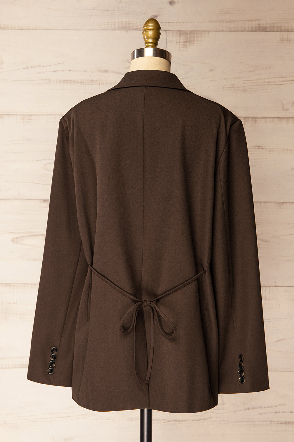 Aosta Brown Oversized Blazer with Back-Tie | La petite garçonne back view