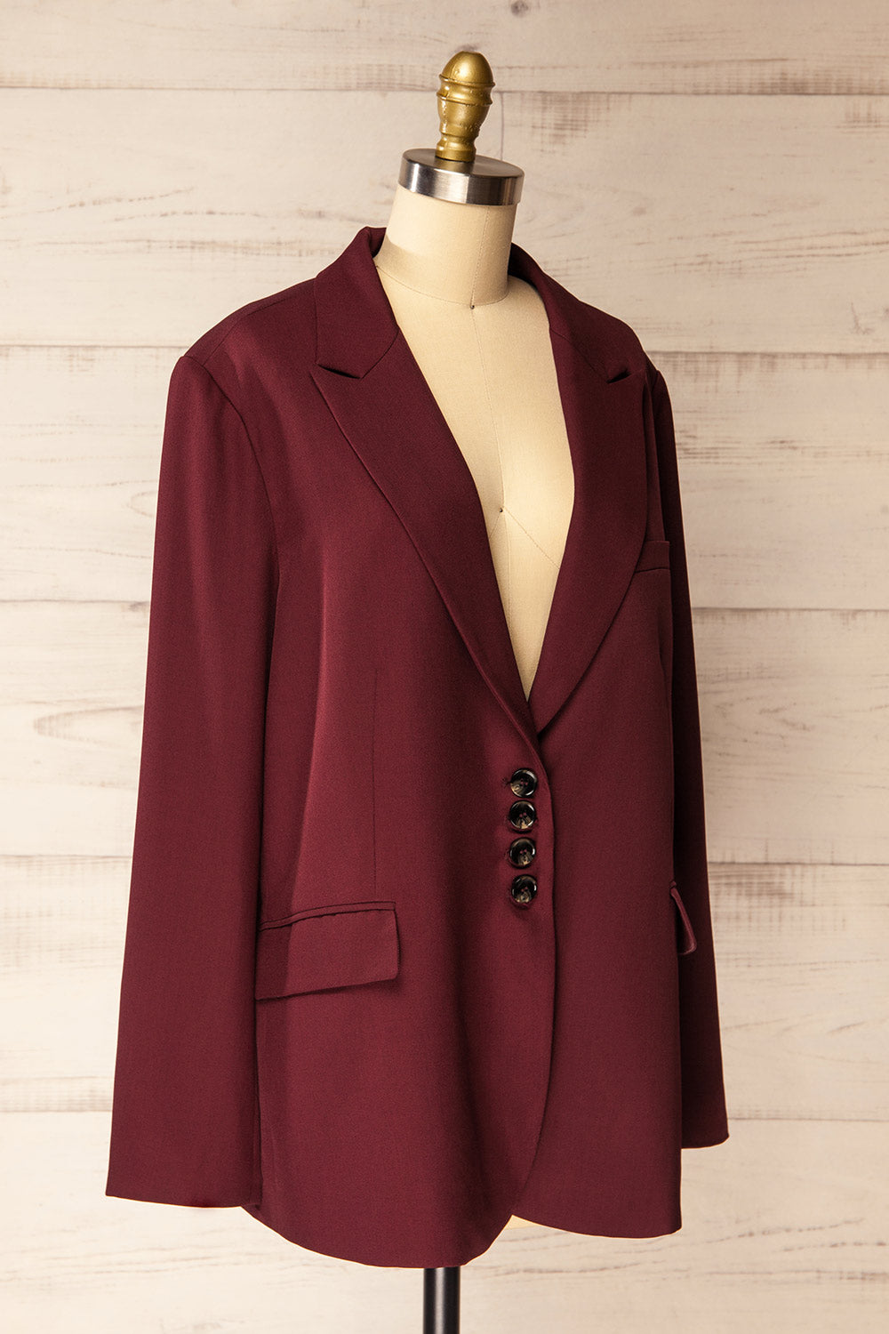 Aosta Burgundy Oversized Blazer with Back-Tie | La petite garçonne side view
