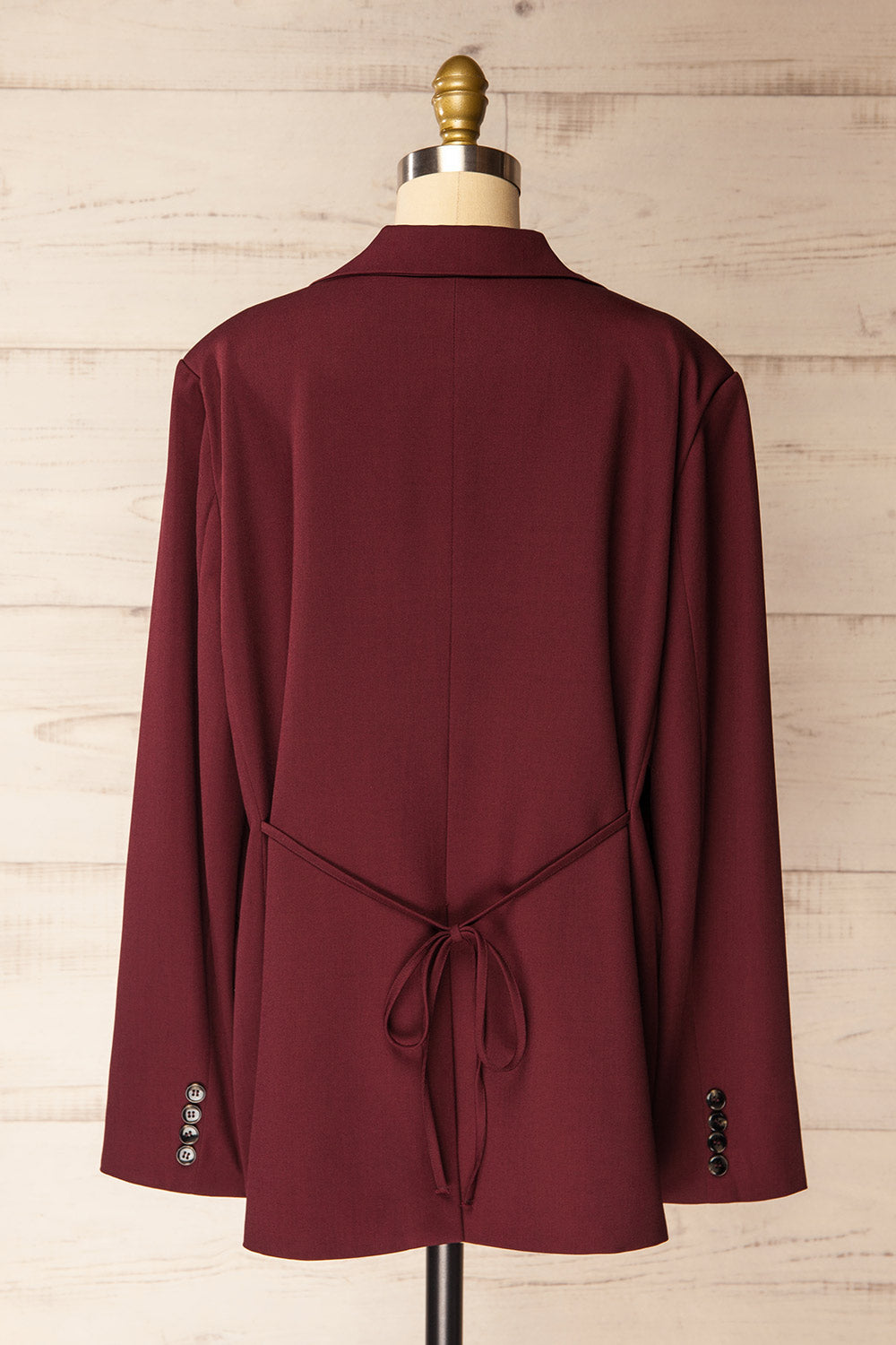 Aosta Burgundy Oversized Blazer with Back-Tie | La petite garçonne back view