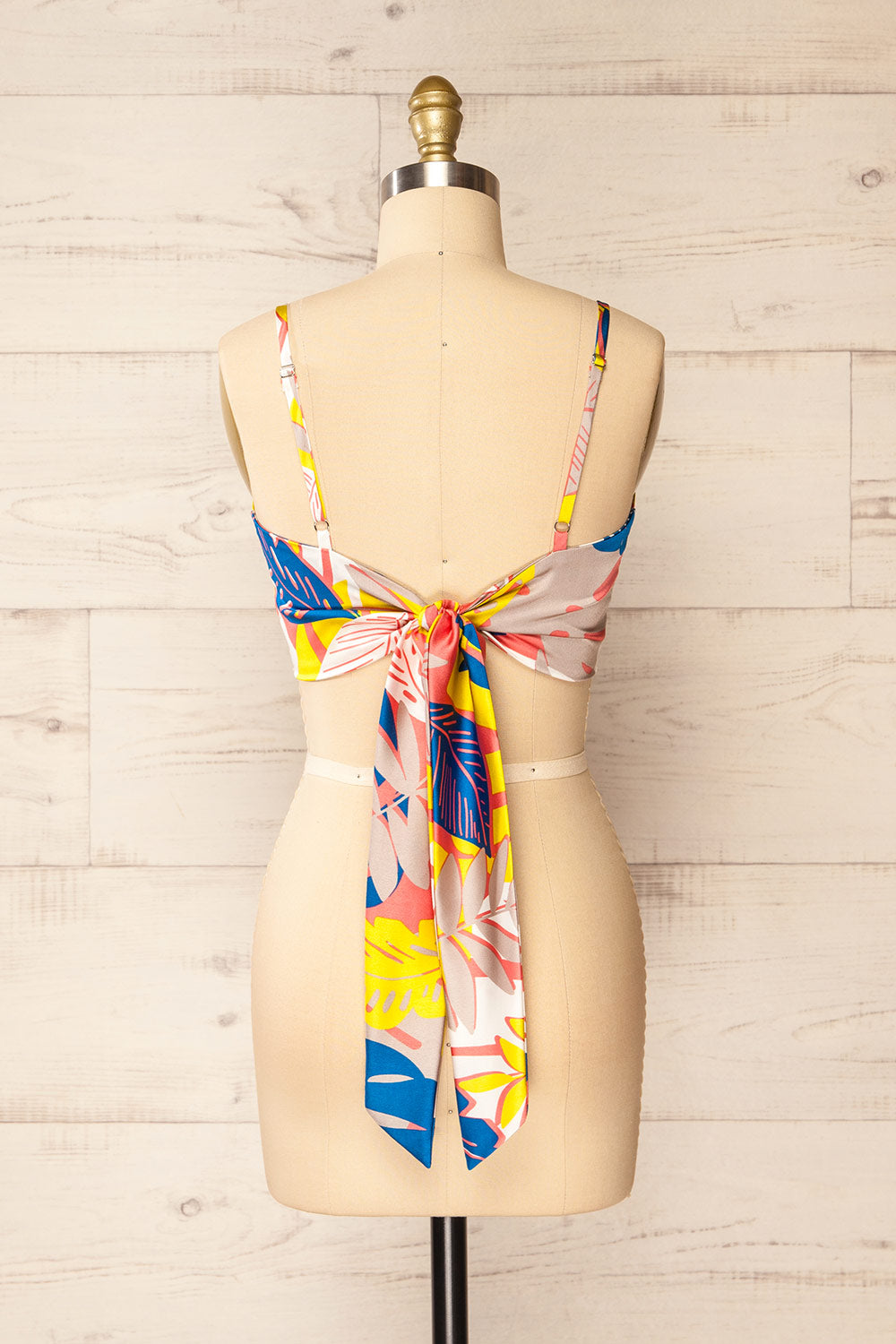 Appenzel Knotted Back Satin Floral Cropped Cami back view