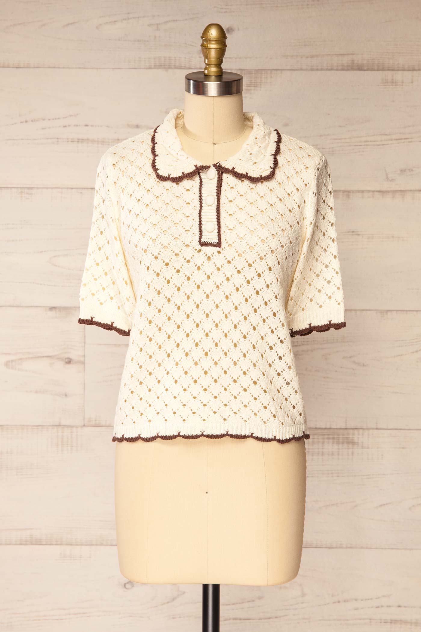 Aquileia | Cream Knitted Top with Eyelets
