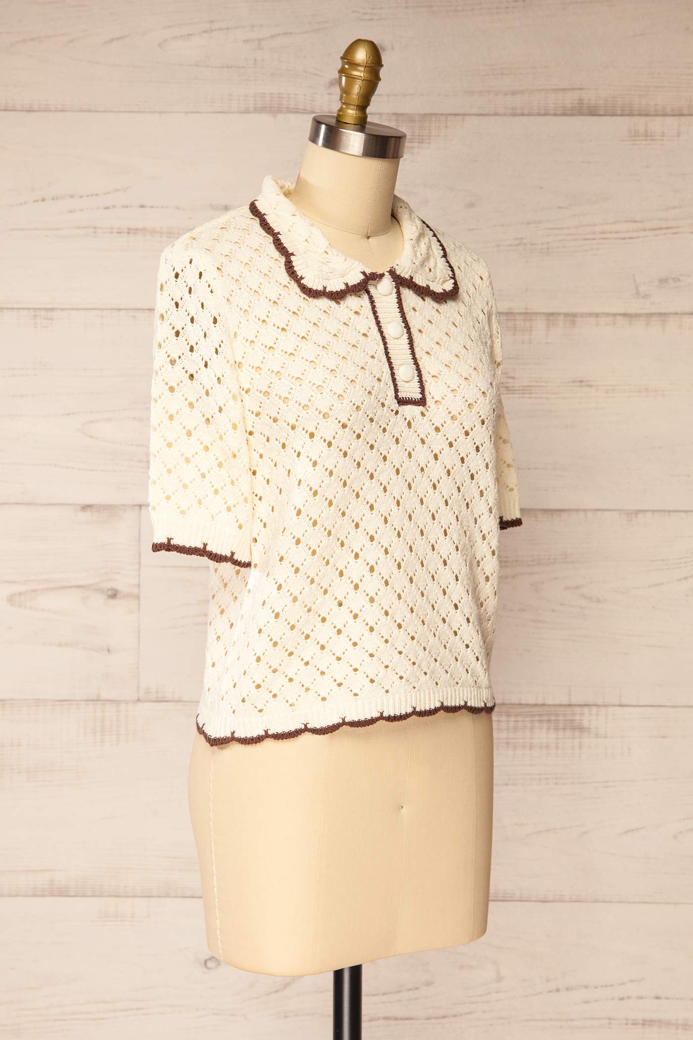 Aquileia | Cream Knitted Top with Eyelets