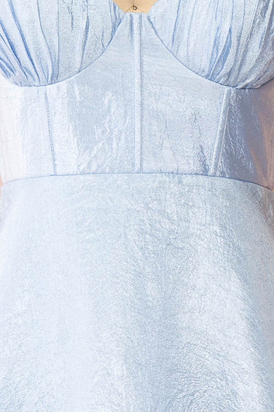 Arajel Light Blue Textured Satin Midi Dress | Boutique 1861 fabric