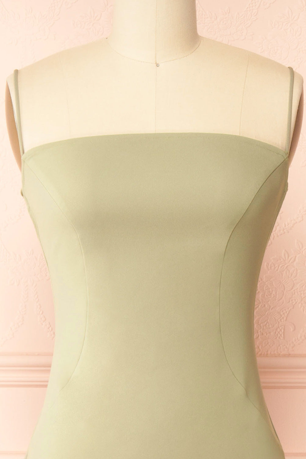 Arannia Sage Fitted Midi Dress w/ Laced Back | Boutique 1861 front