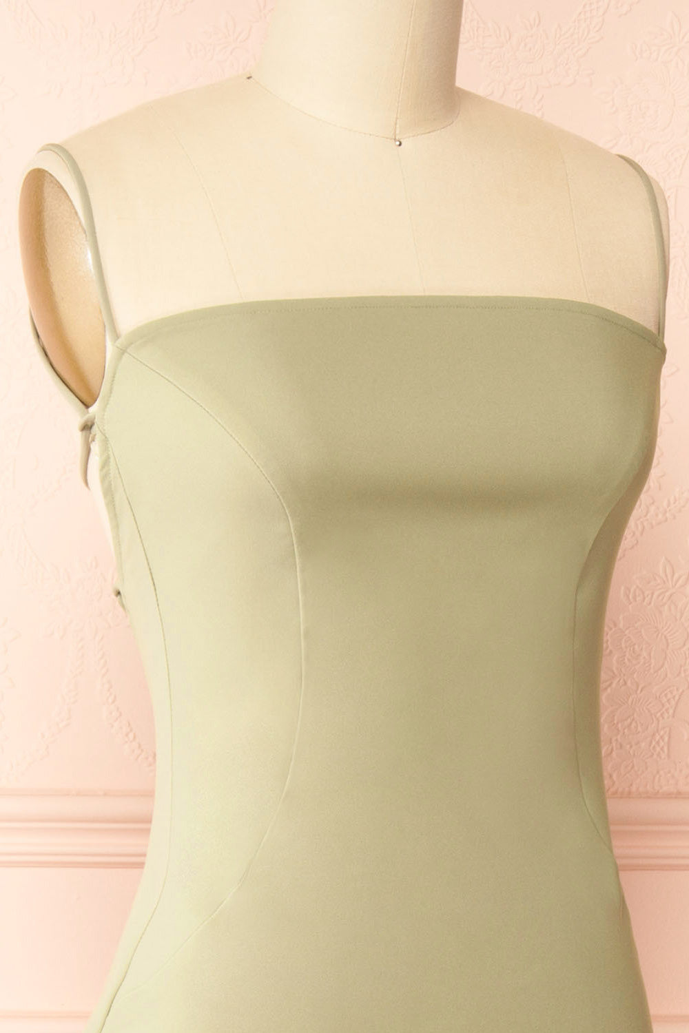 Arannia Sage Fitted Midi Dress w/ Laced Back | Boutique 1861 side