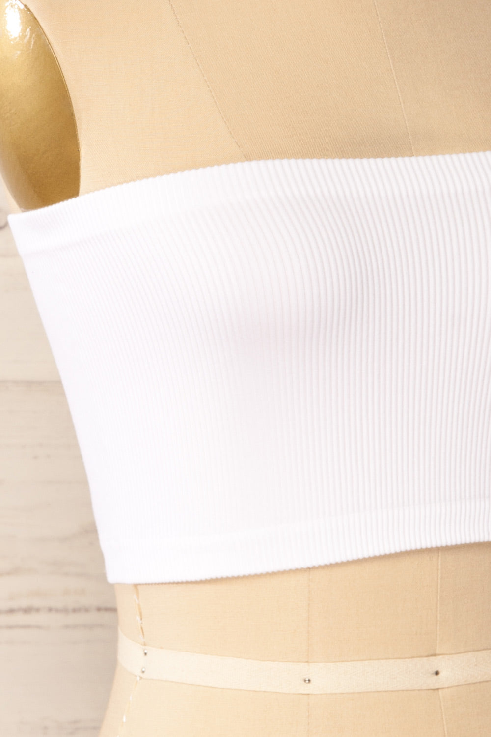 Arcachon Lilac Ribbed Bandeau Top | La petite garçonne side close-up