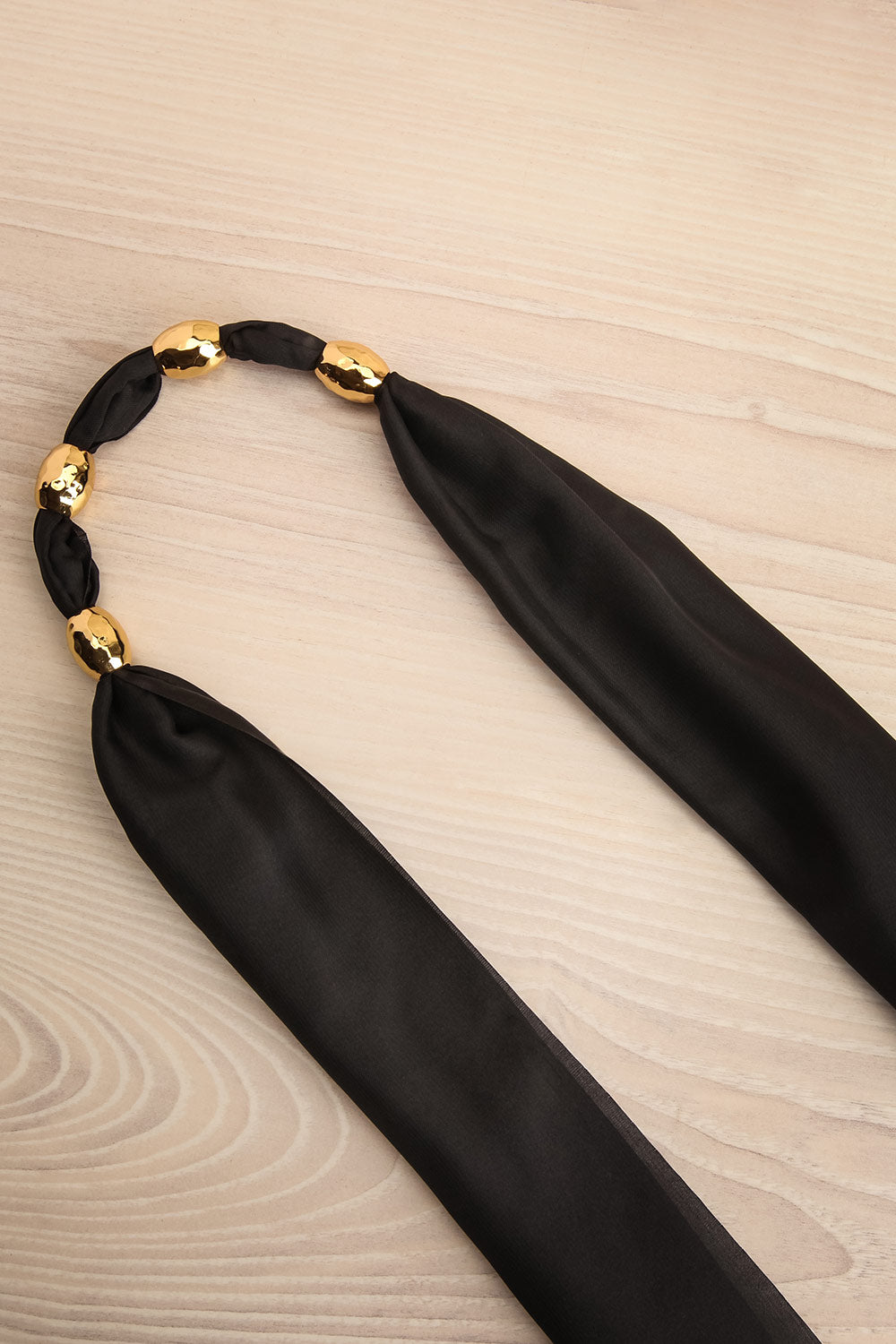 Arcanel Gold Black Fabric Necklace to Tie | La petite garçonne