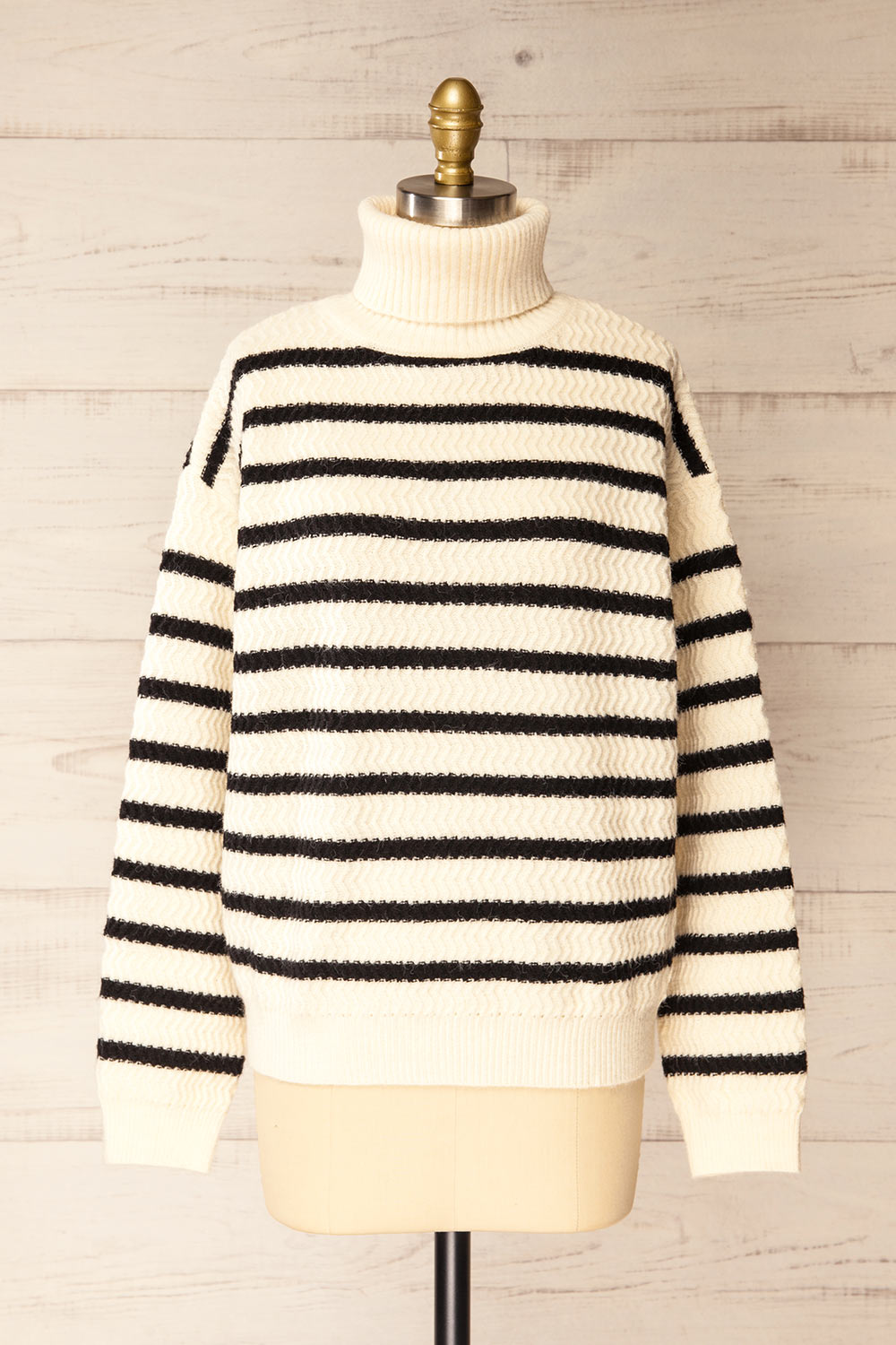 Arcot Striped Knit Turtleneck Sweater | La petite garçonne front view