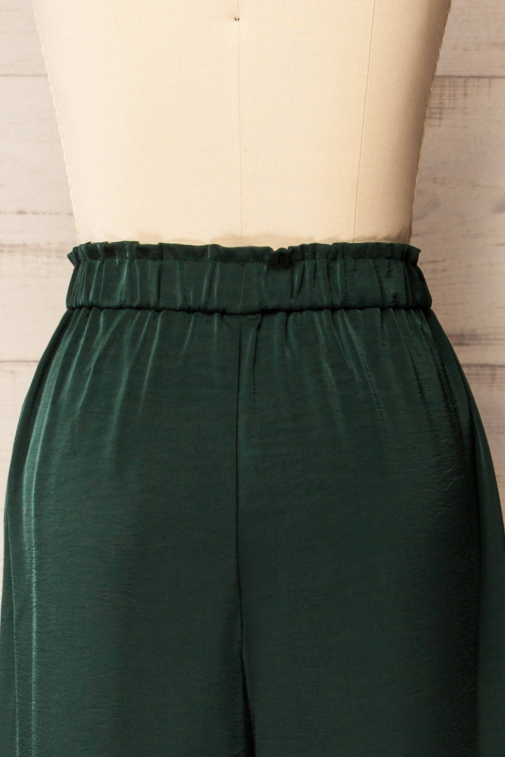 Arendal Green High-Waisted Satin Pants | La petite garçonne back