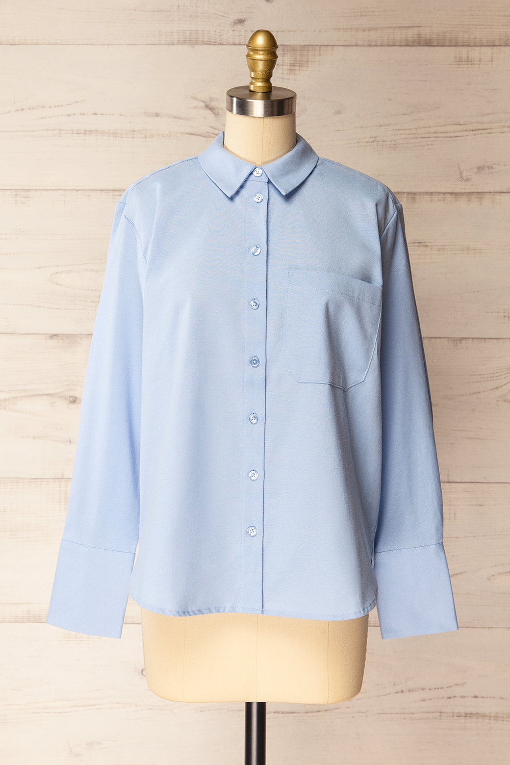 Arezzo Blue Button-Up Shirt | La petite garçonne front view