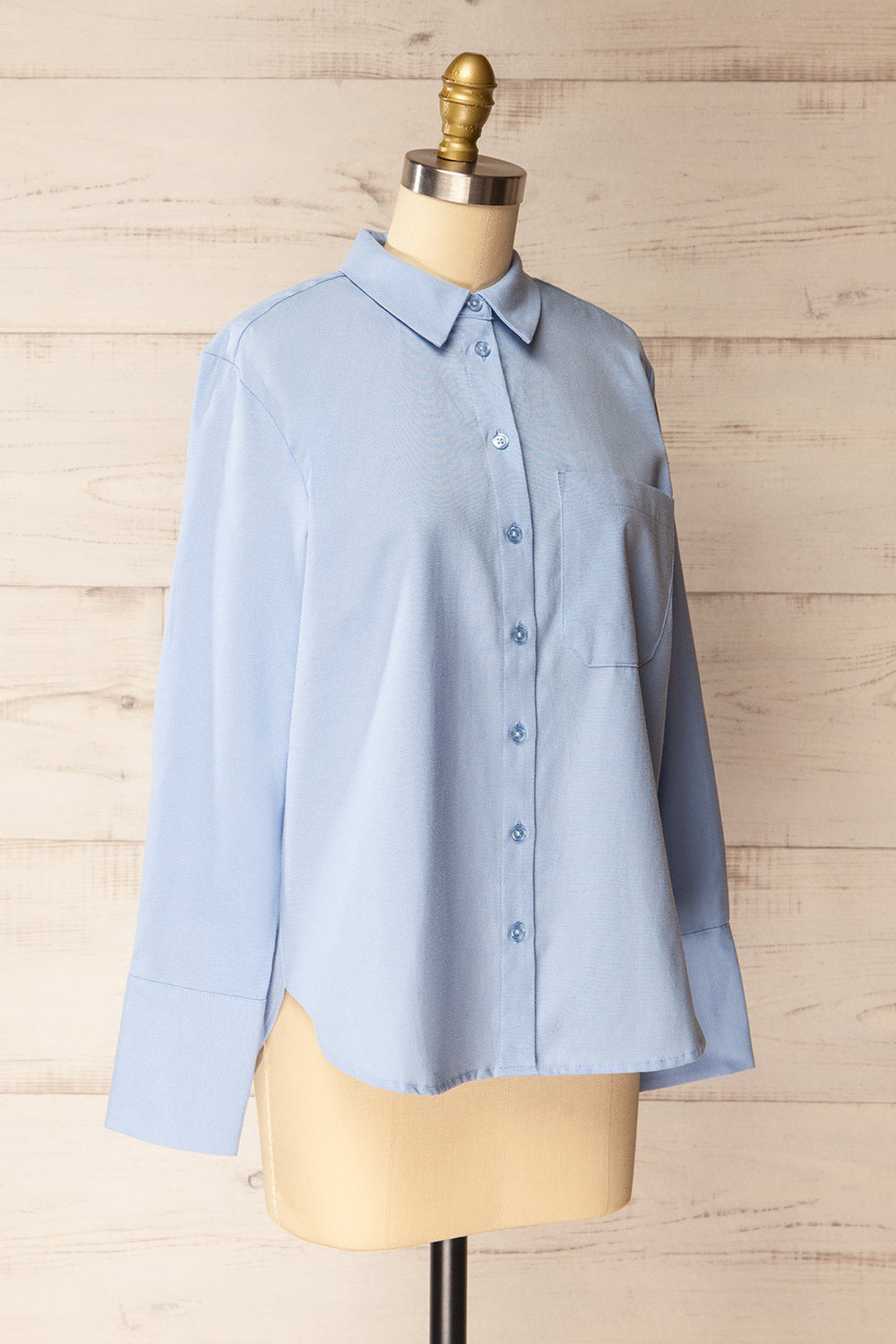 Arezzo Blue Button-Up Shirt | La petite garçonne side view