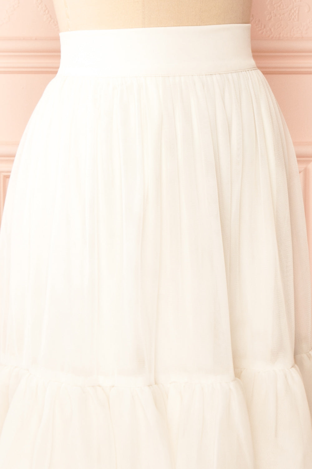 Ariette Ivory High-Waisted Tiered Tulle Skirt | Boutique 1861 side close-up