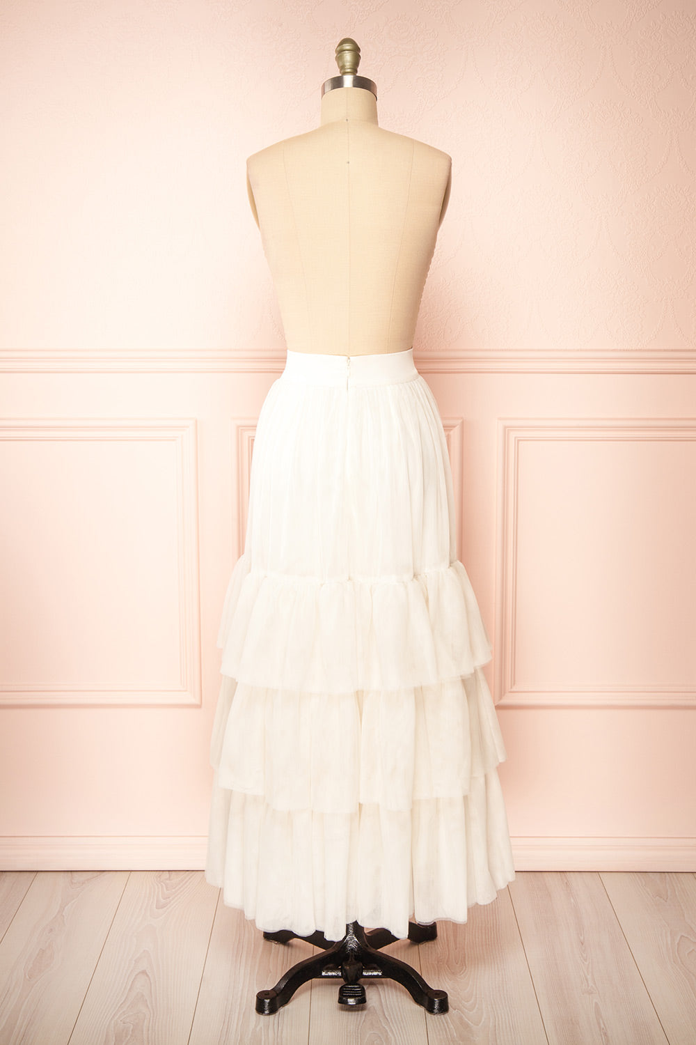 Ariette Ivory High-Waisted Tiered Tulle Skirt | Boutique 1861 back view