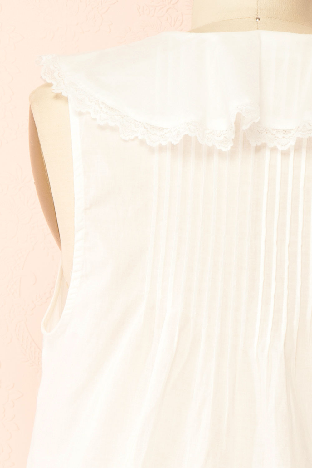 Aristote | White Sleeveless Top with Ruffles and Lace | Back