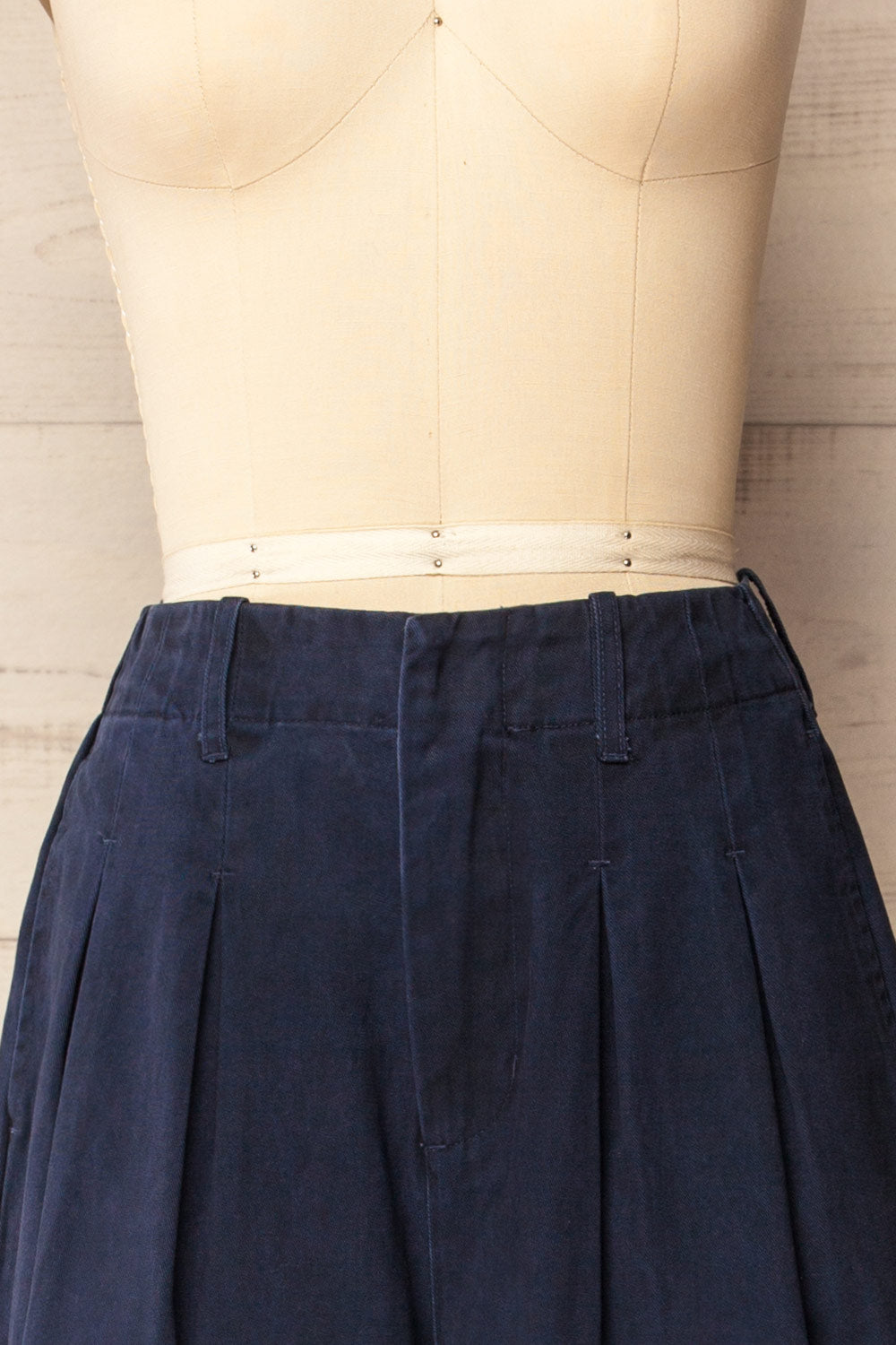 Arizona Navy Wide Leg Pants with Waist Pleats | La petite garçonne front
