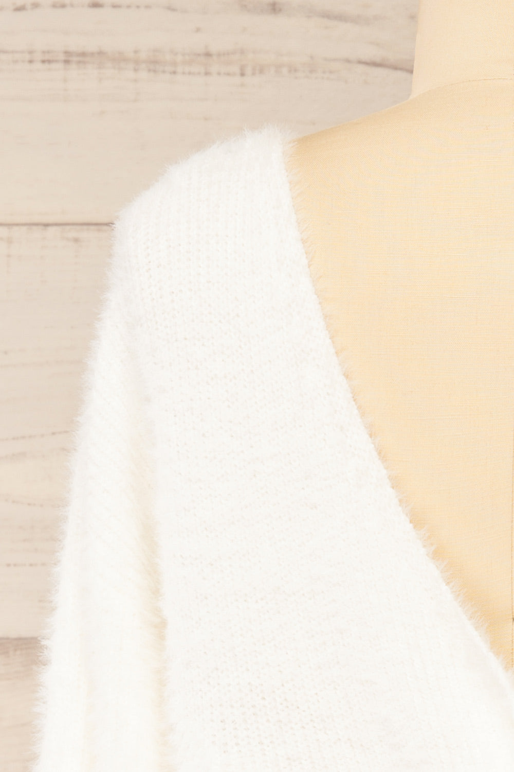 Arkhaule Fuzzy White Sweater w/ Twisted Front | La petite garçonne back