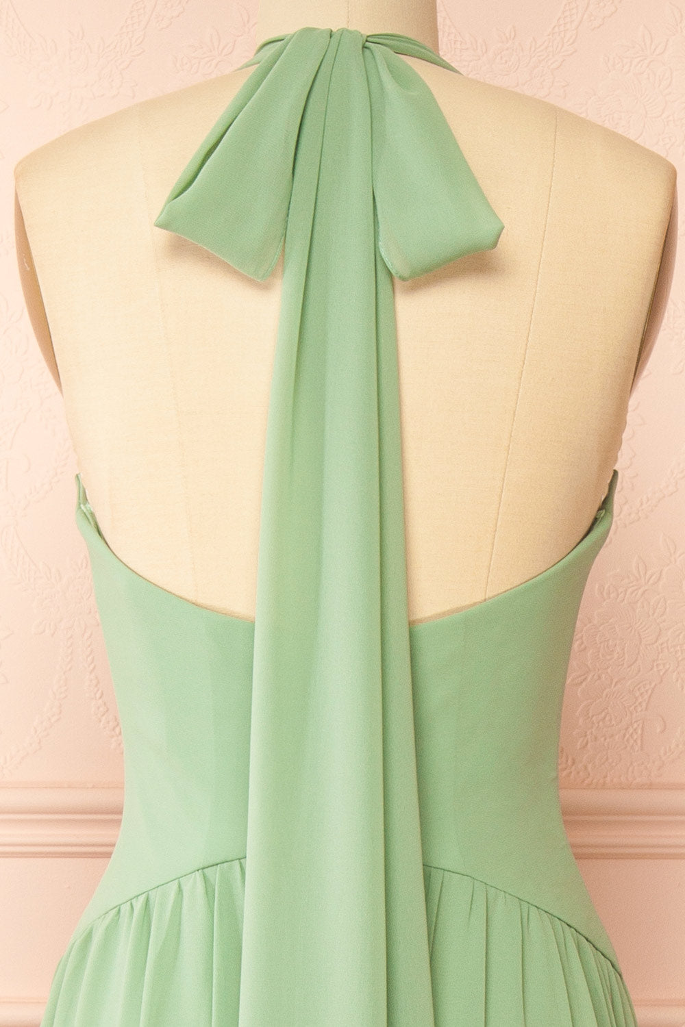 Arleen Sage Halter A-Line Maxi Dress | Boutique 1861 back