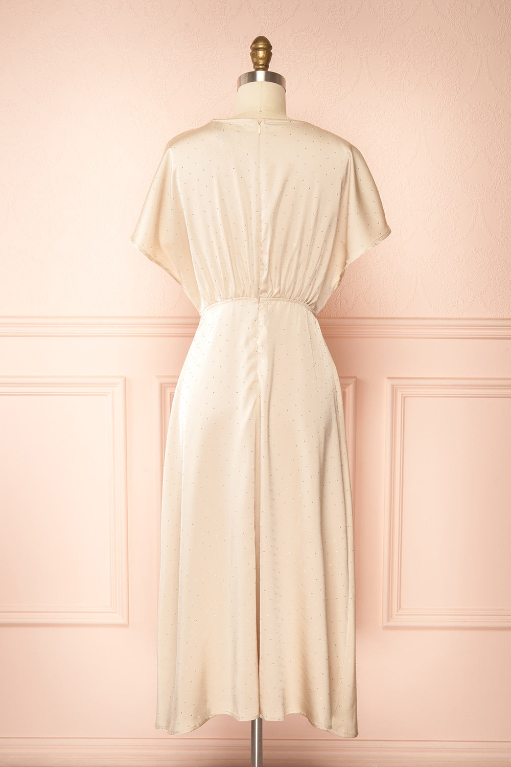Armance Champagne Satin Dress w/ Crystals | Boutique 1861 back view