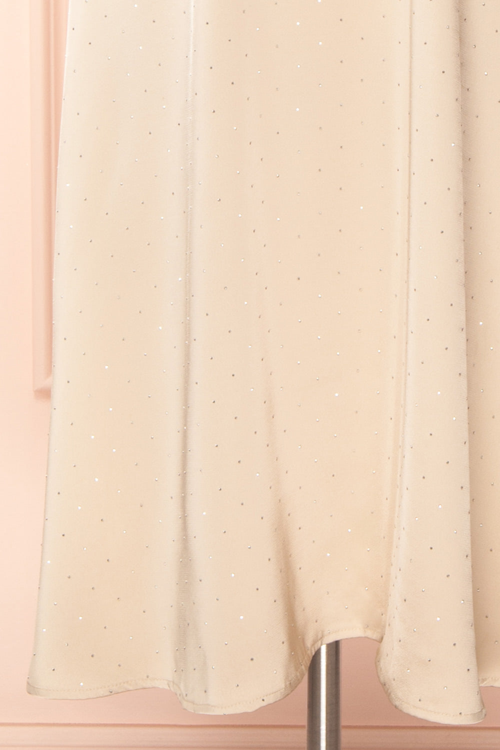 Armance Champagne Satin Dress w/ Crystals | Boutique 1861 bottom