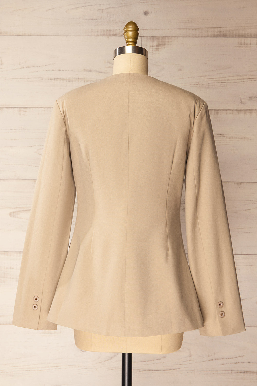 Armidale Beige Blazer with Shoulder Pads | La petite garçonne back view